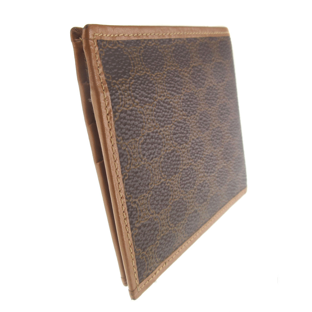 Celine fold Brown Wallet Compact Bi Leather